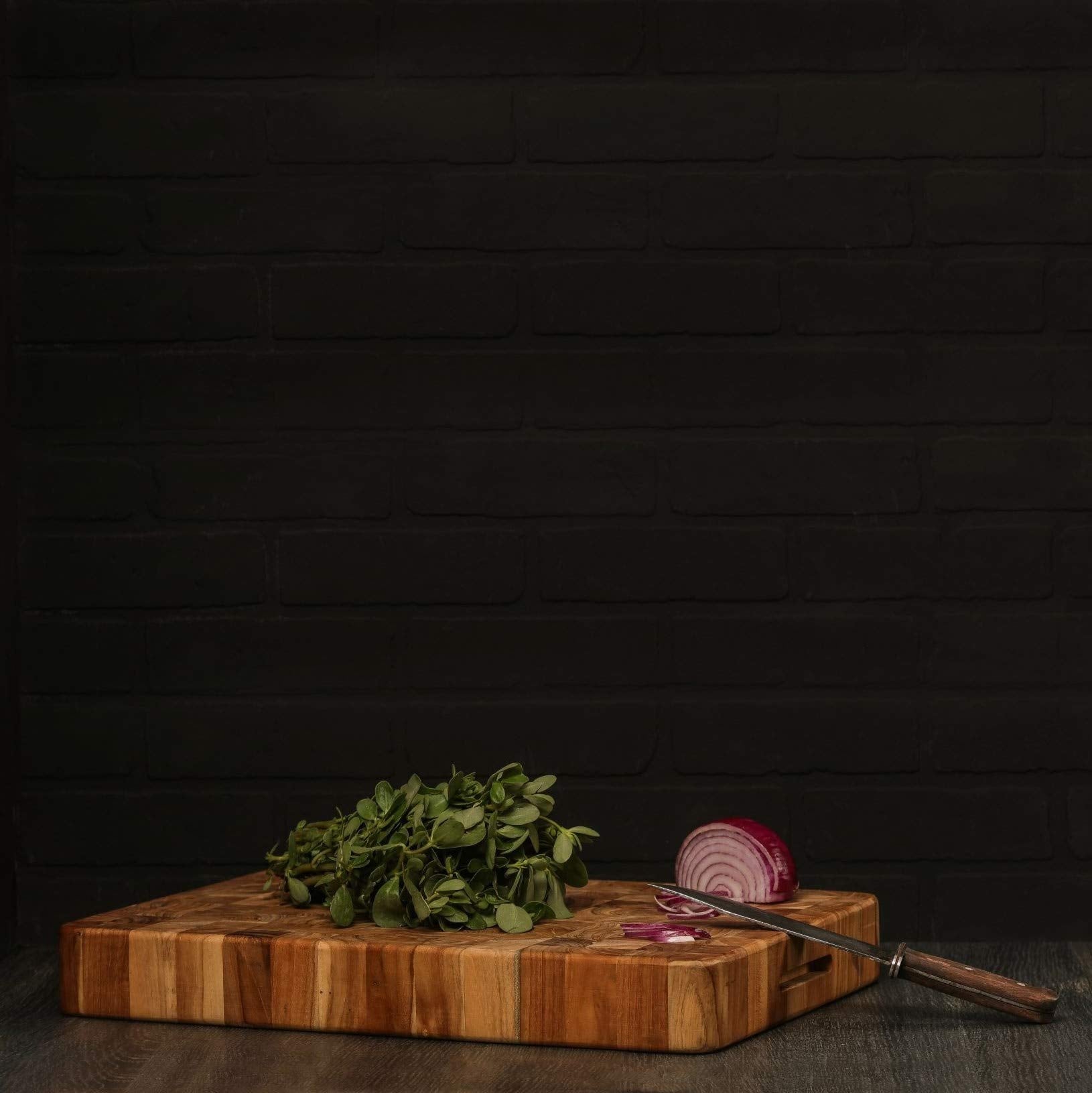 Teakhaus cutting board showing juice groove for collected drips