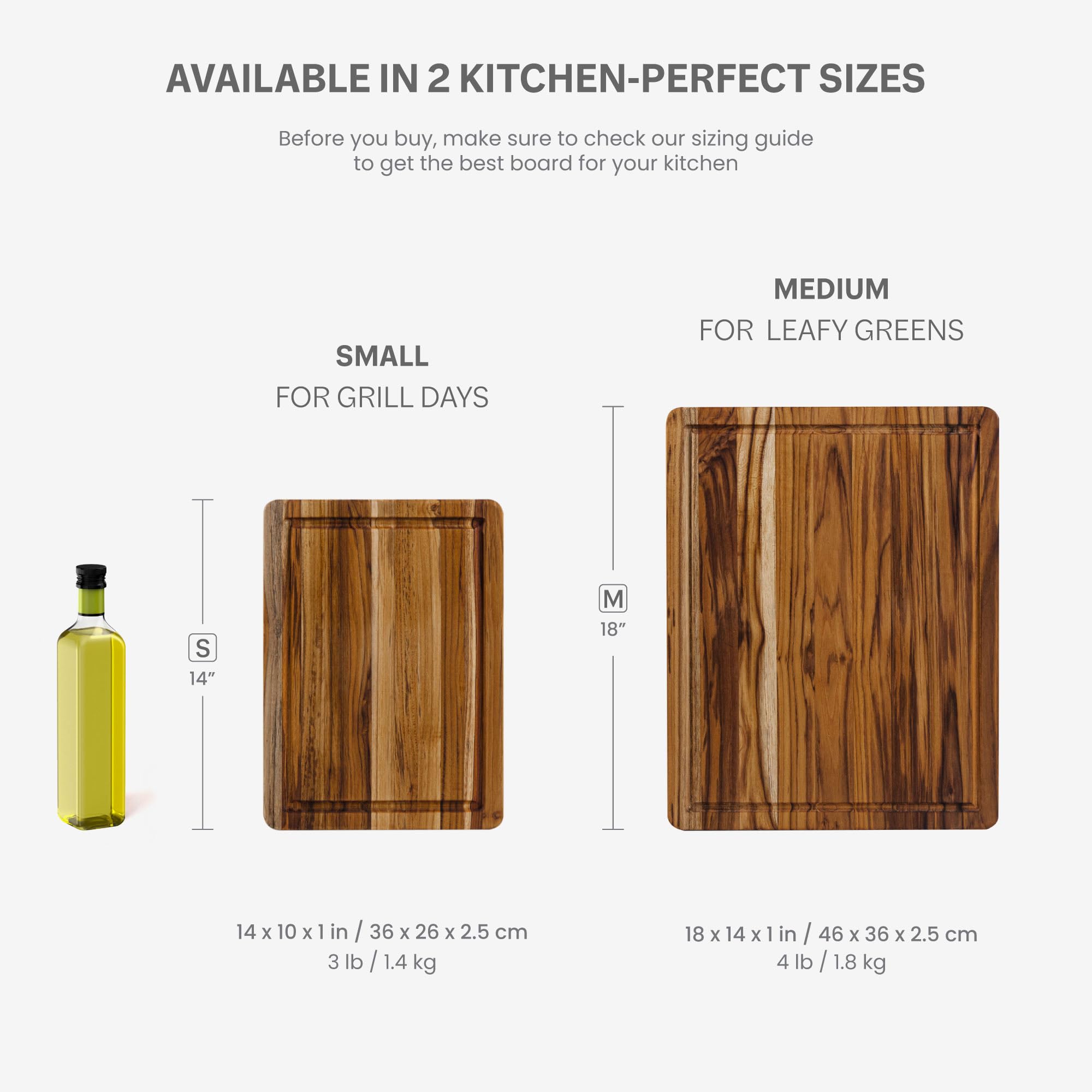 Teakhaus board offers knife-friendly surface that protects blades.