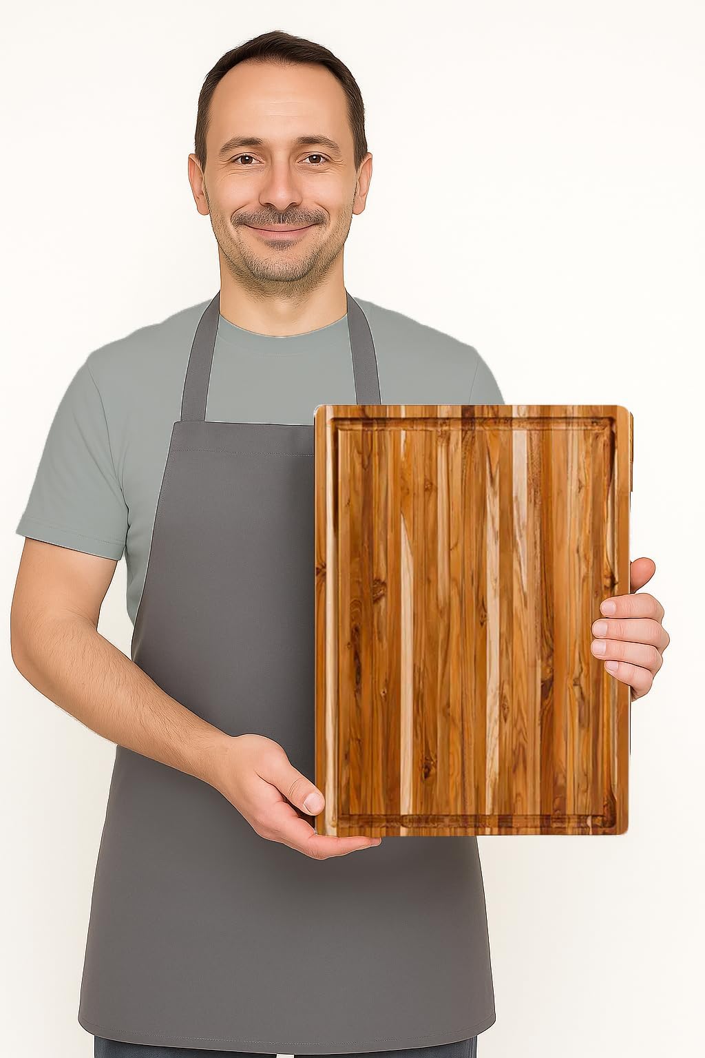Teakhaus cutting board medium showing reversible design for versatility.