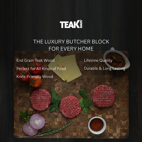 Teakhaus reversible design doubles prep and serving space.