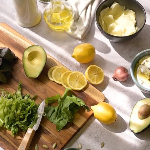 Teakhaus knife-friendly surface helps maintain blade sharpness during prep.