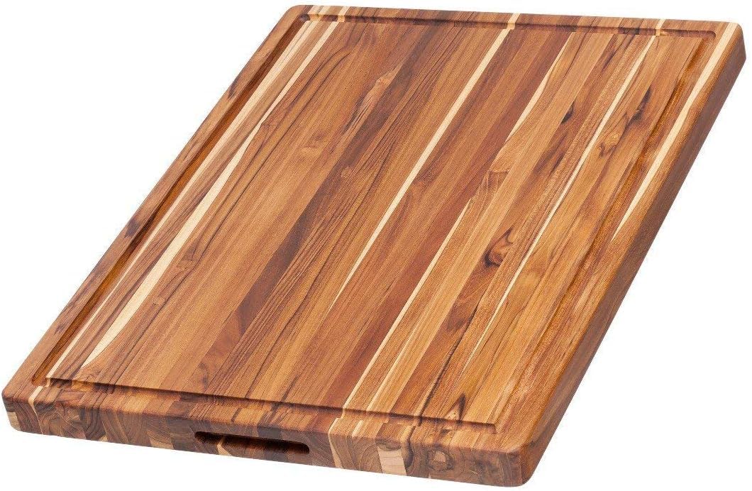 Teakhaus large cutting board with juice groove ready for mess-free carving and prep.