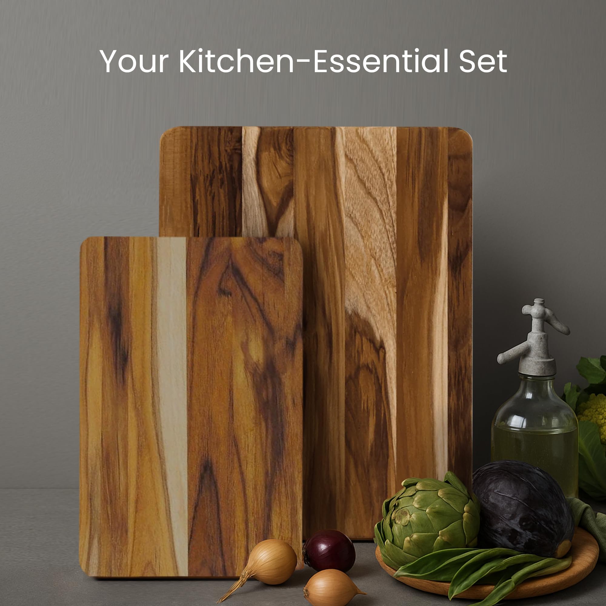 Teakhaus large cutting board provides ample room for carving and family meals.