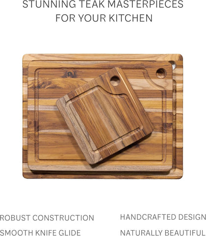 Teakhaus Marine Cutting Board bottom shows anti-slip feet for stability.