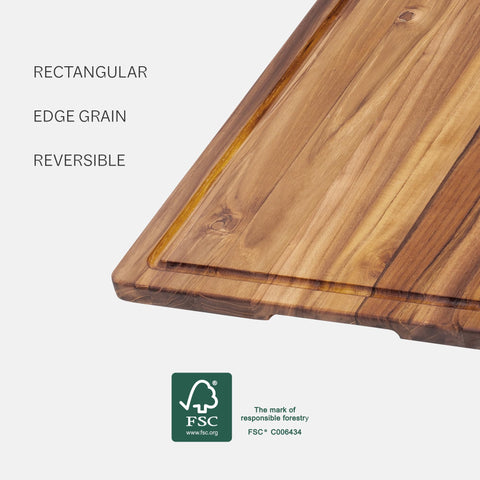 Teakhaus Marine cutting board with reversible design supports versatile kitchen layouts.