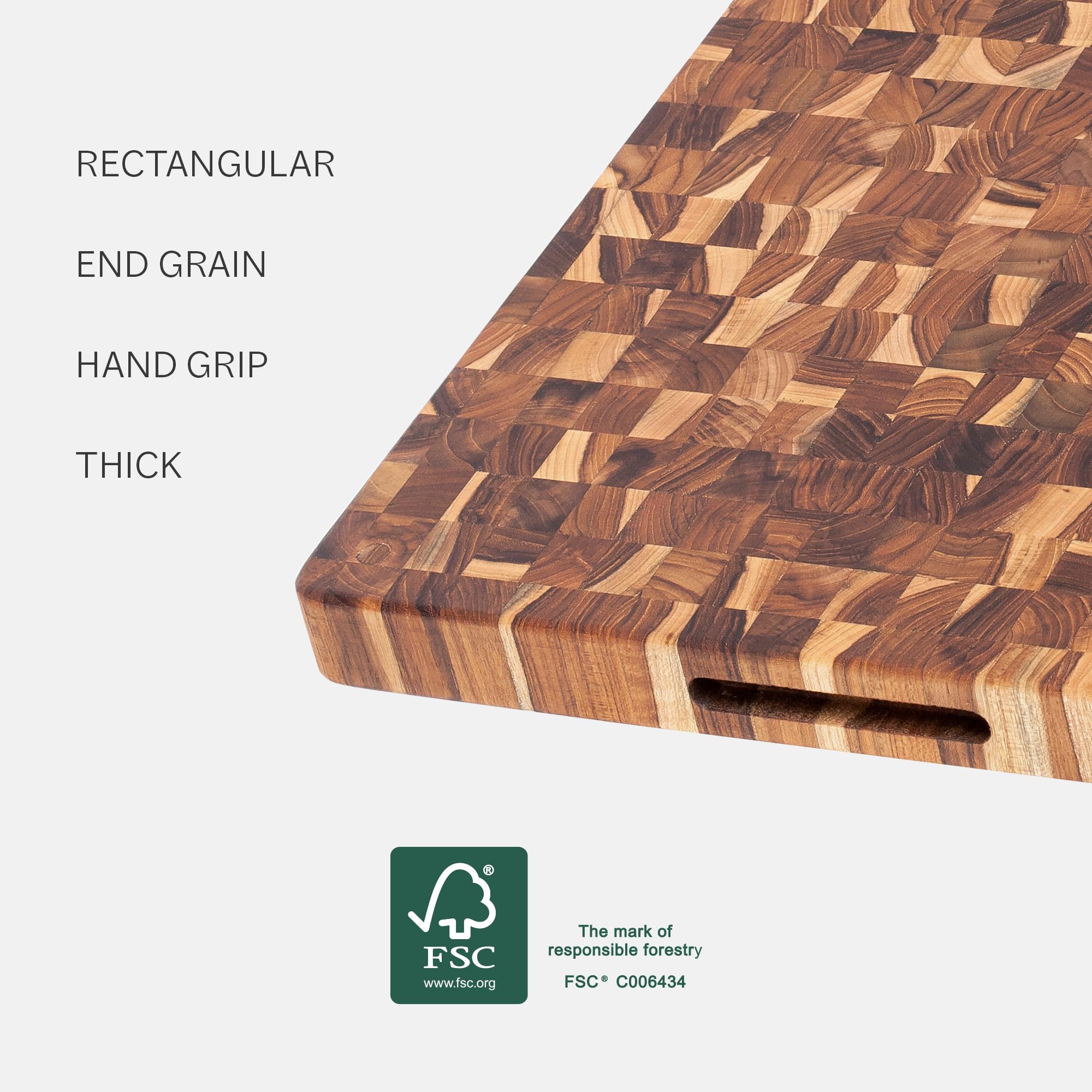 Teakhaus reversible design provides dual work areas for easy prep.