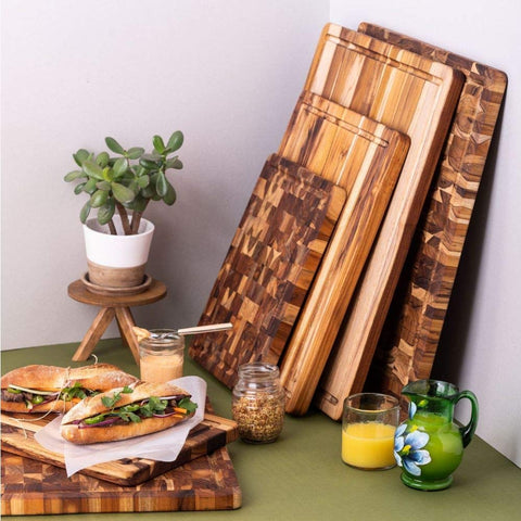 Teakhaus small cutting board shows a smooth teak surface for durable prep