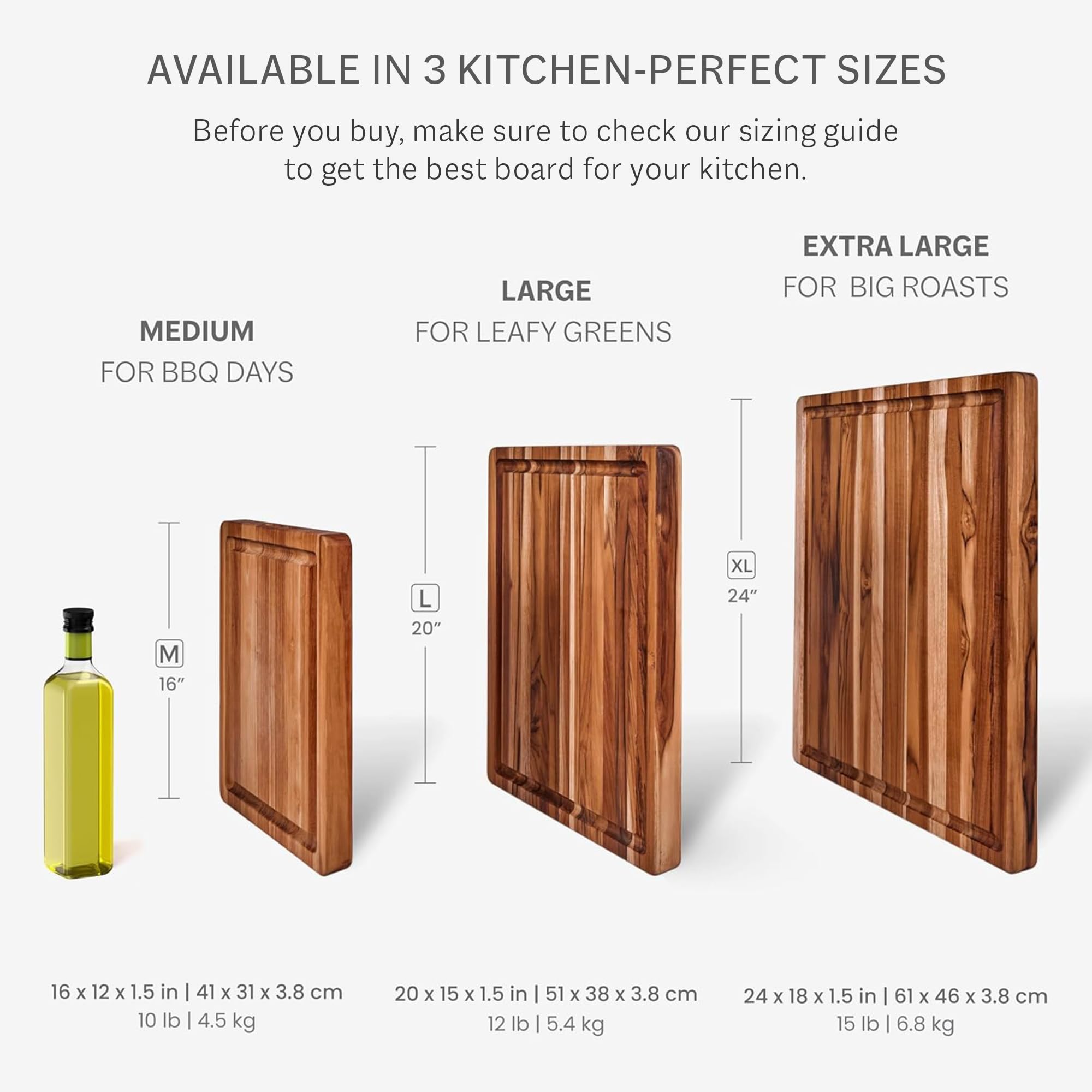 Teakhaus XL board shown reversible design for versatile prep tasks.