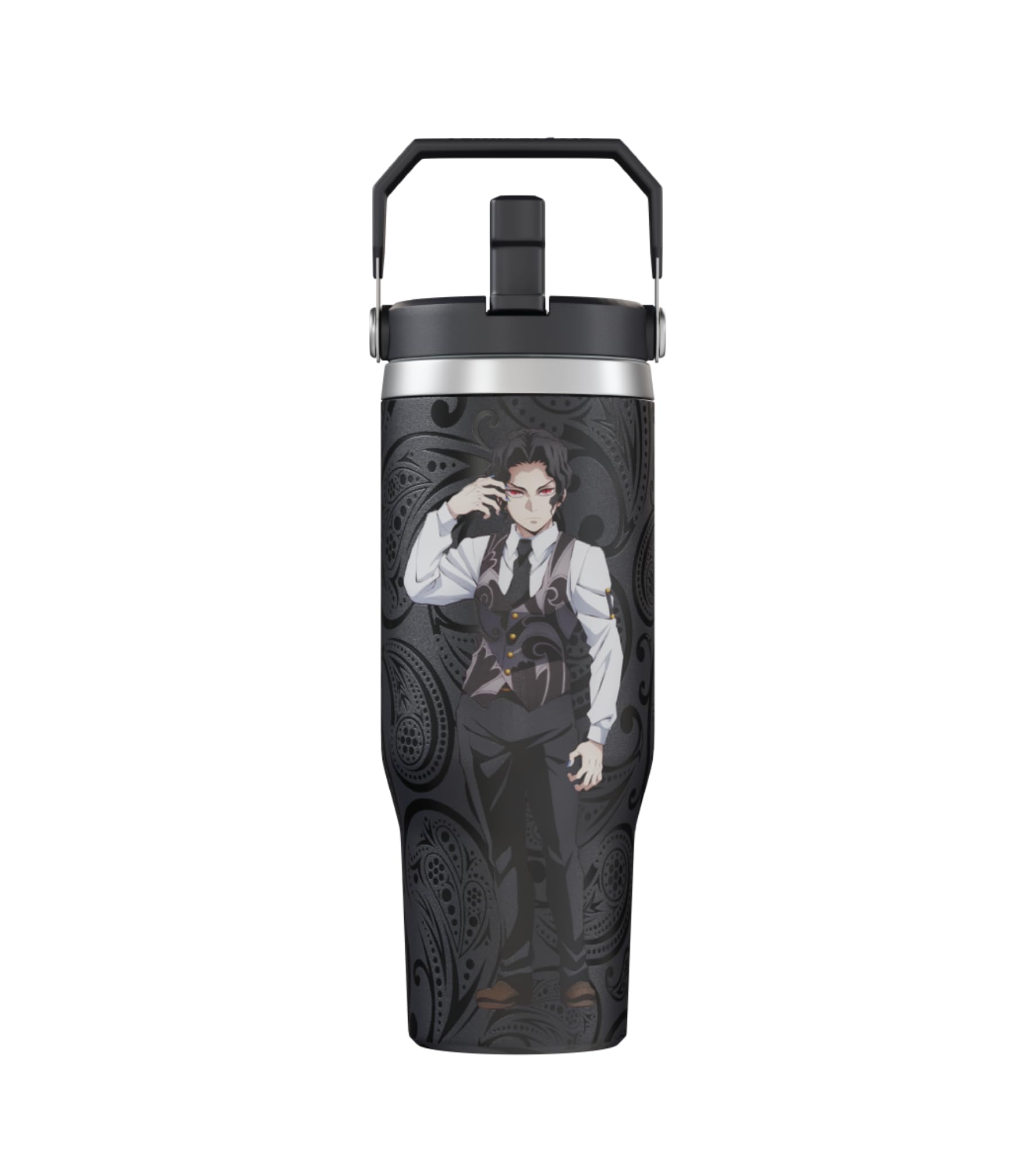 Team Liquid Demon Slayer Muzan tumbler front view for on-the-go hydration.