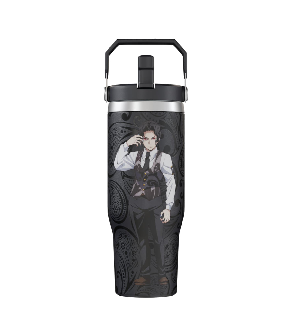 Team Liquid Demon Slayer Muzan tumbler front view for on-the-go hydration.