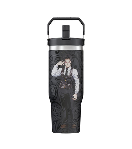Team Liquid Demon Slayer Muzan tumbler front view for on-the-go hydration.