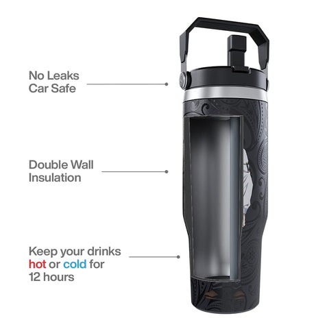 Team Liquid Demon Slayer Muzan tumbler insulation keeps beverages cold or hot longer.
