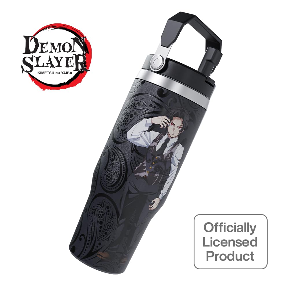 Team Liquid Demon Slayer Muzan tumbler lid close-up showing spill-resistant seal.