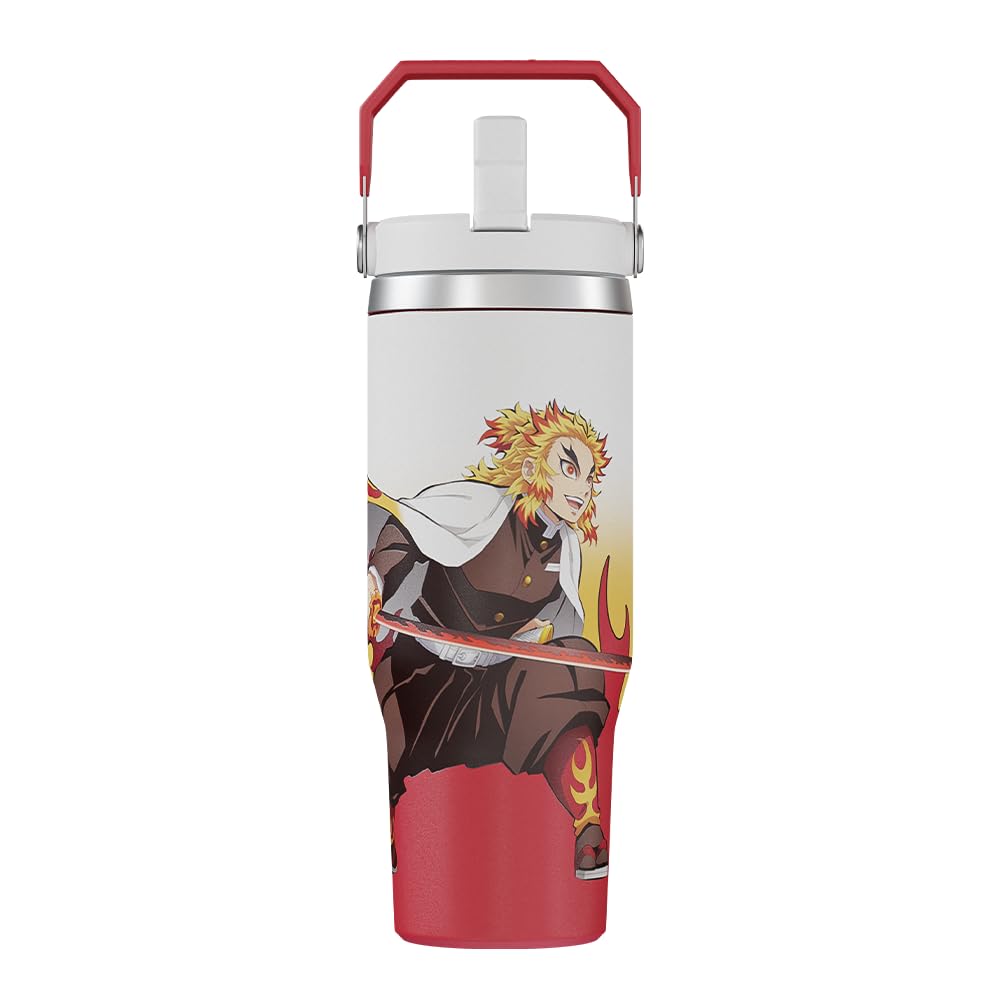 Team Liquid Demon Slayer tumbler front view highlights flame Hashira design for daily hydration.