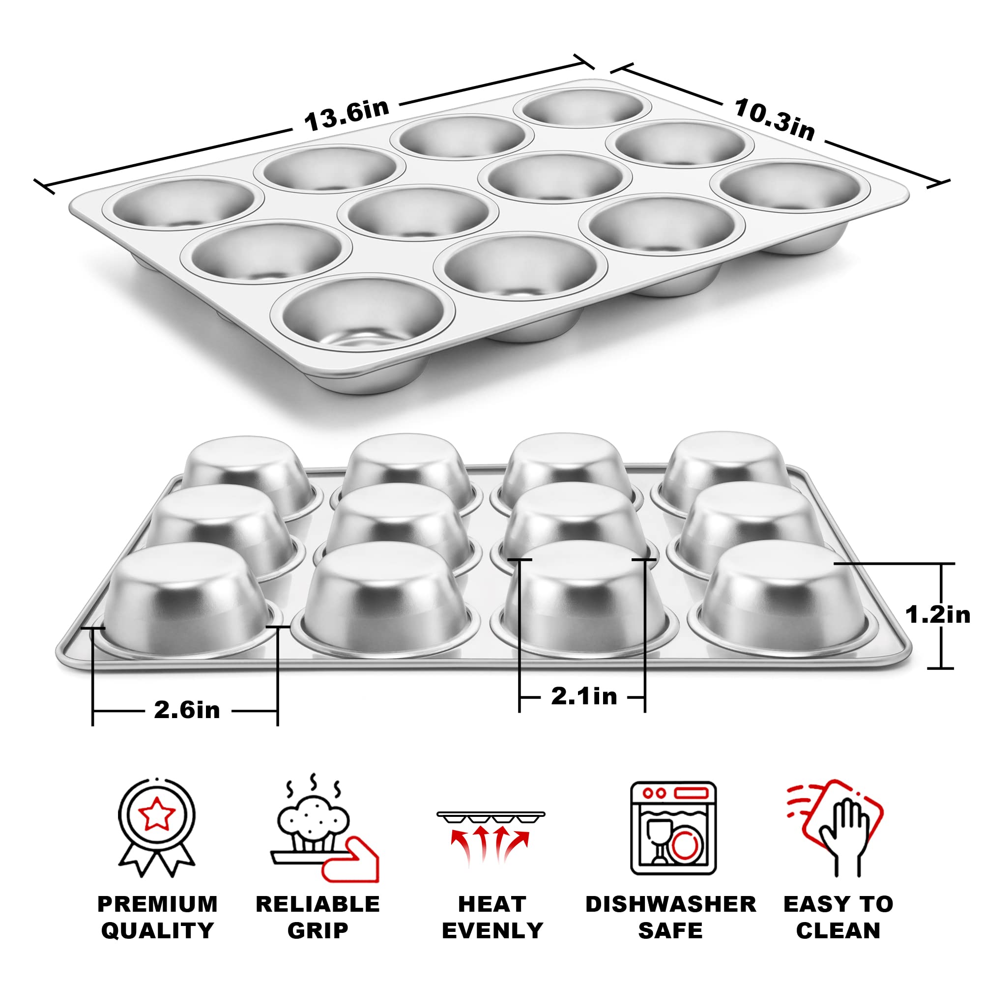 TeamFar 2-pack stainless muffin pans for durable baking.