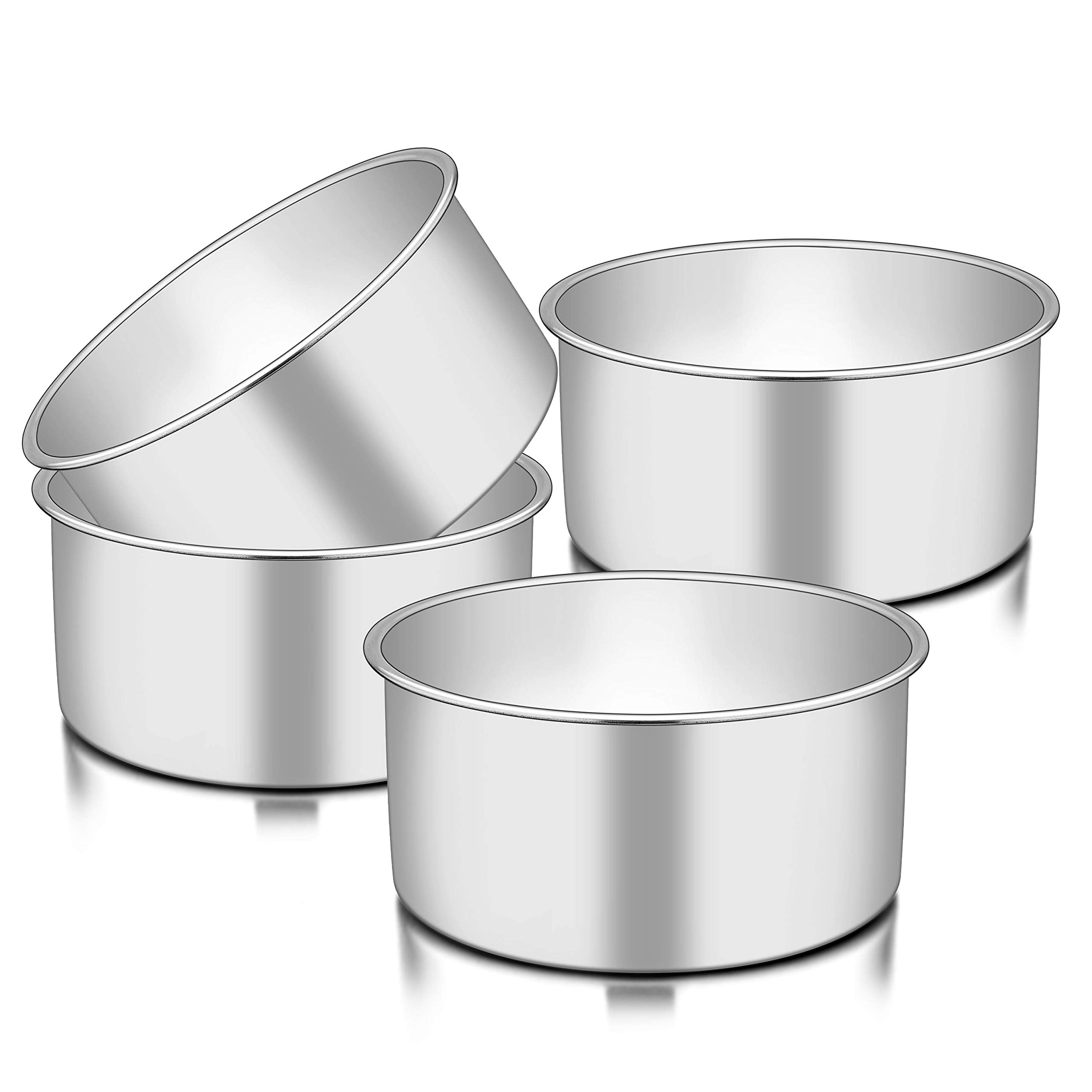 TeamFar 6-inch cake pan with deep 3-inch sides for tall, even layers.