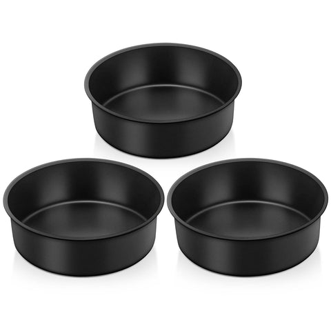 TeamFar 6-inch round cake pans set of 3 for evenly layered cakes.
