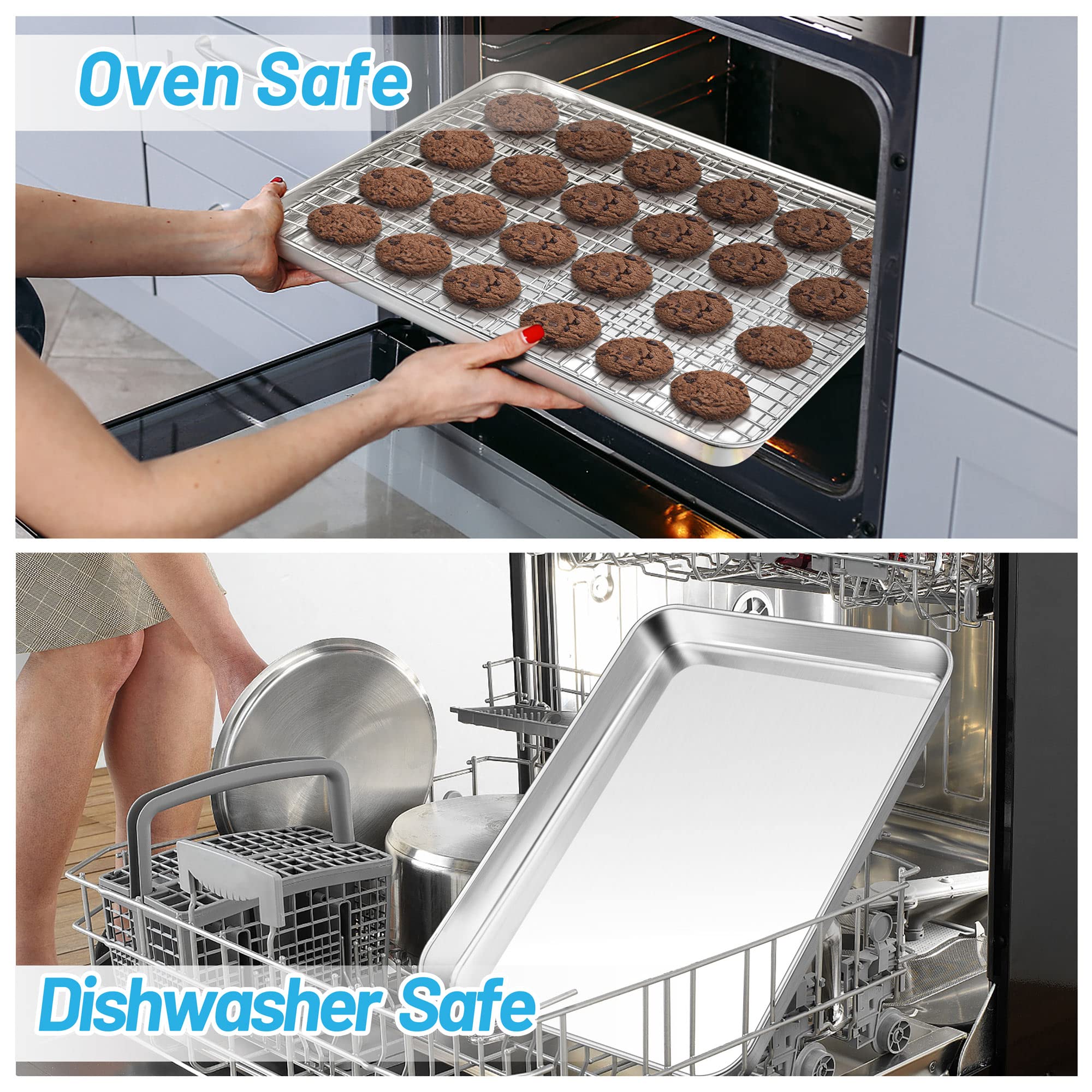 TeamFar baking sheet deep sides trap juices for roasting and baking.