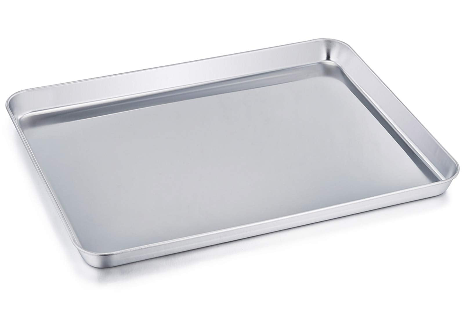 TeamFar baking sheet front view showing sleek stainless steel construction for healthy cooking.