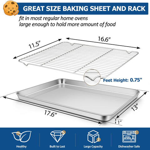 TeamFar baking sheet with mirror finish for easy food release and cleaning.