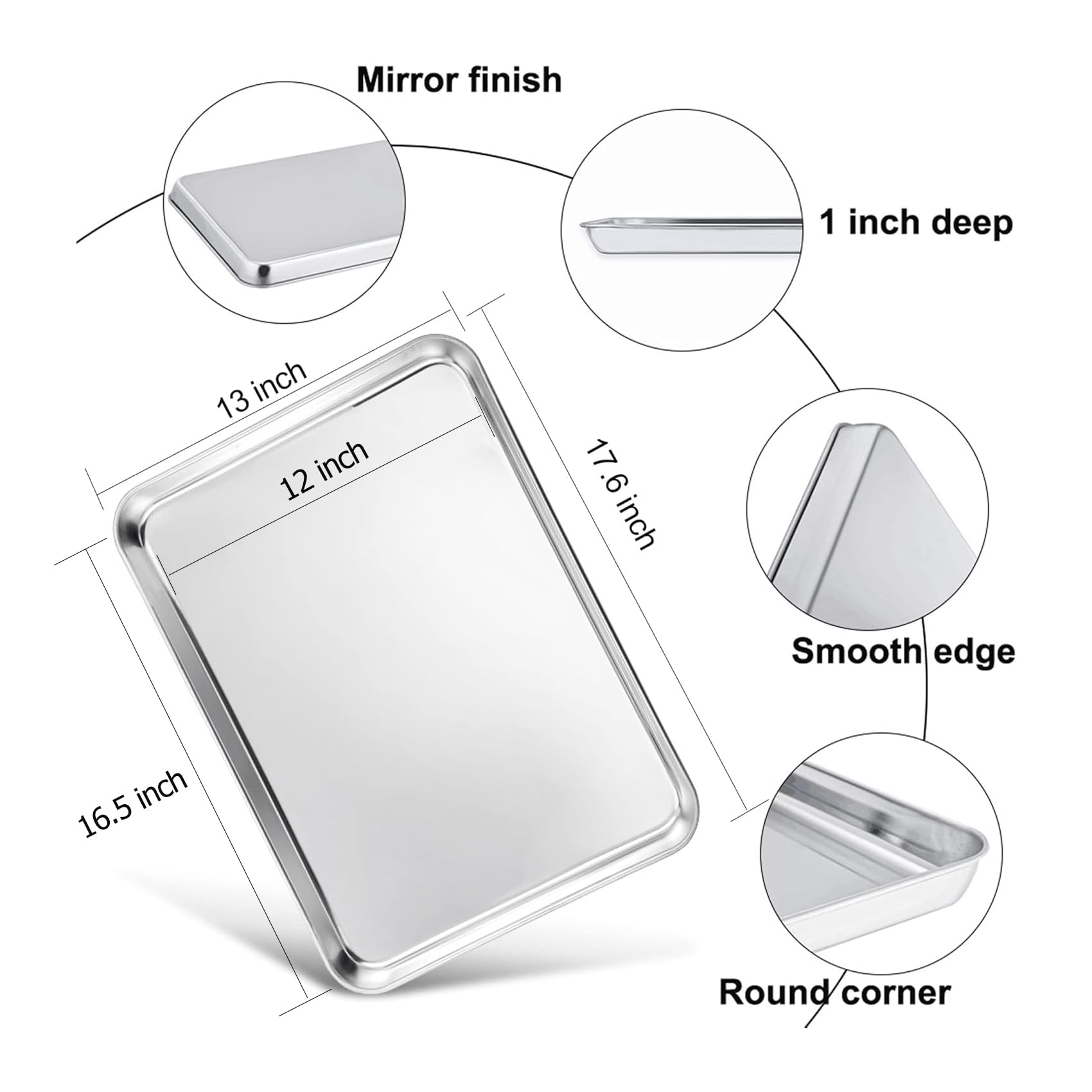 TeamFar baking sheet close-up showing rolled edge for safe handling.