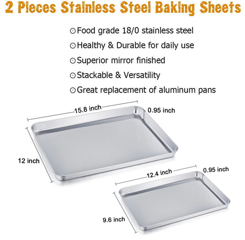 TeamFar baking sheet medium 12.4x9.6 inch for versatile daily baking and quick cleanup.