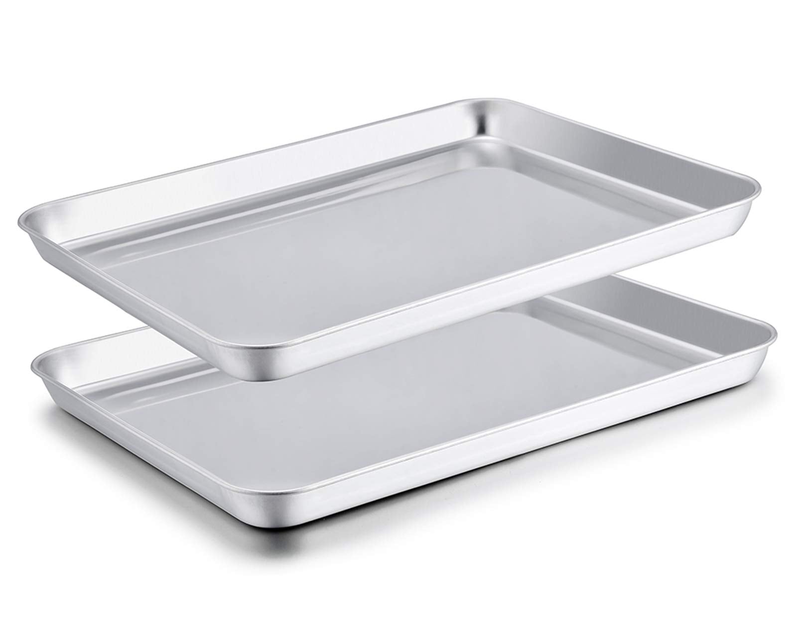 TeamFar baking sheet outer 16x12 shows sturdy, rust-free stainless steel.