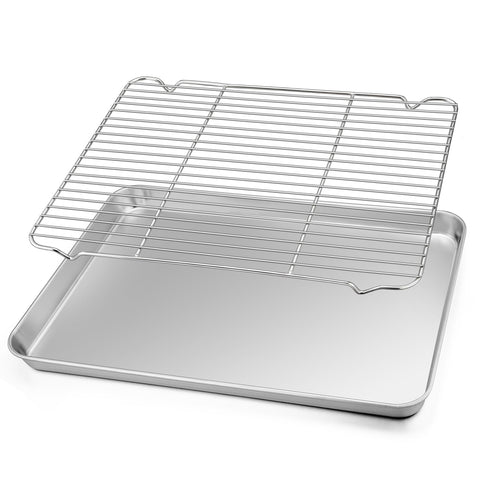 TeamFar baking sheet with rack set ready for even browning and easy serving.
