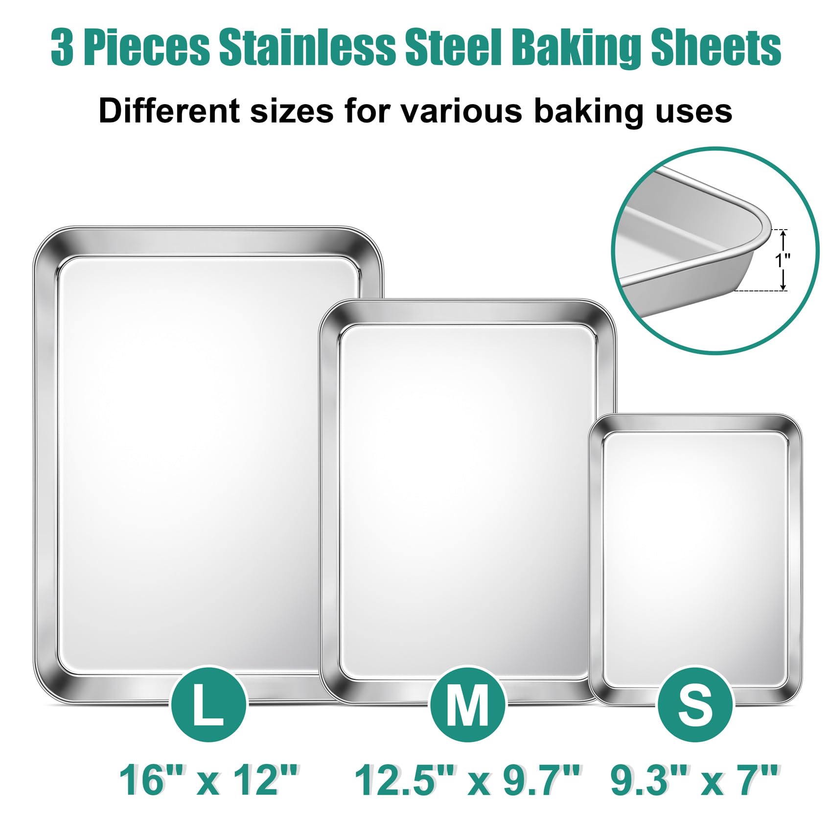 TeamFar baking sheets 12-5x9-7 medium offer versatile baking for pies and vegetables.