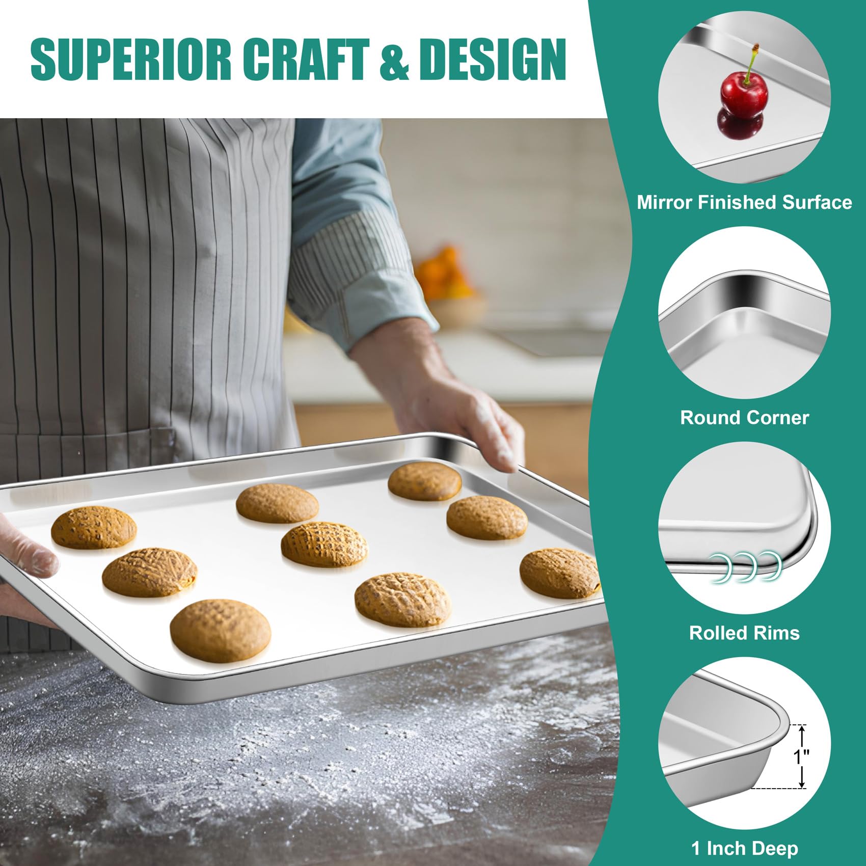 TeamFar baking sheets 9-3x7 small ideal for single servings and roasting.