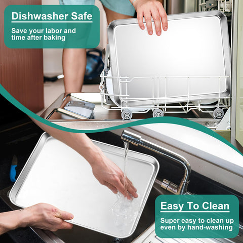 TeamFar baking sheets are dishwasher safe for quick cleanup after meals.