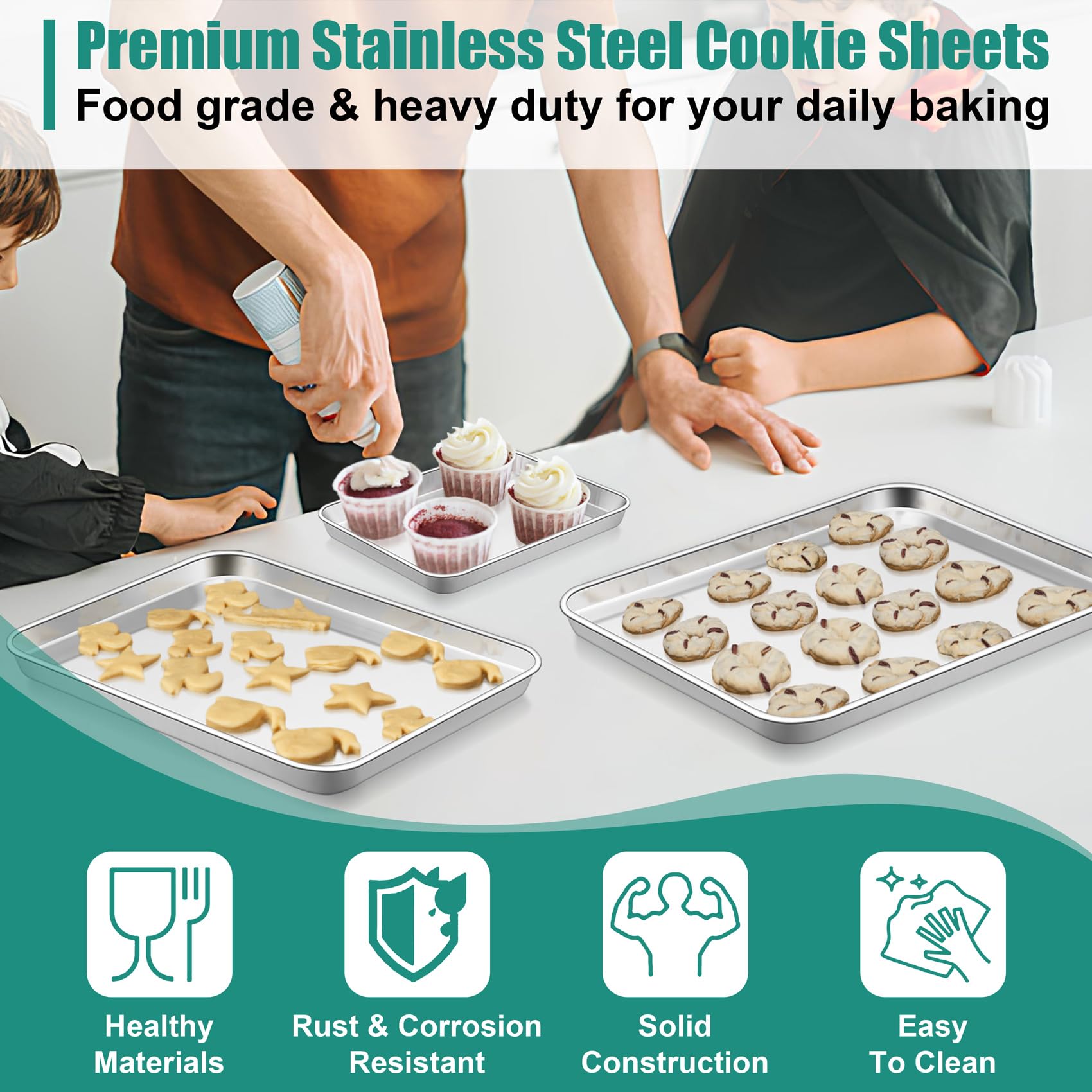 TeamFar baking sheets with mirror finish add stylish shine to kitchen prep.