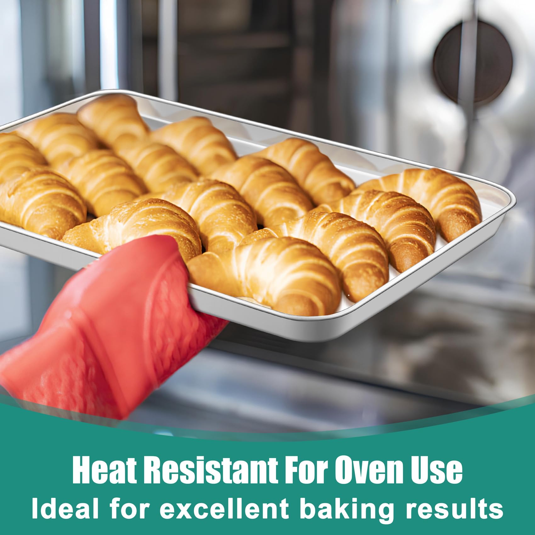 TeamFar baking sheets with rolled edges ensure safe handling and grip.