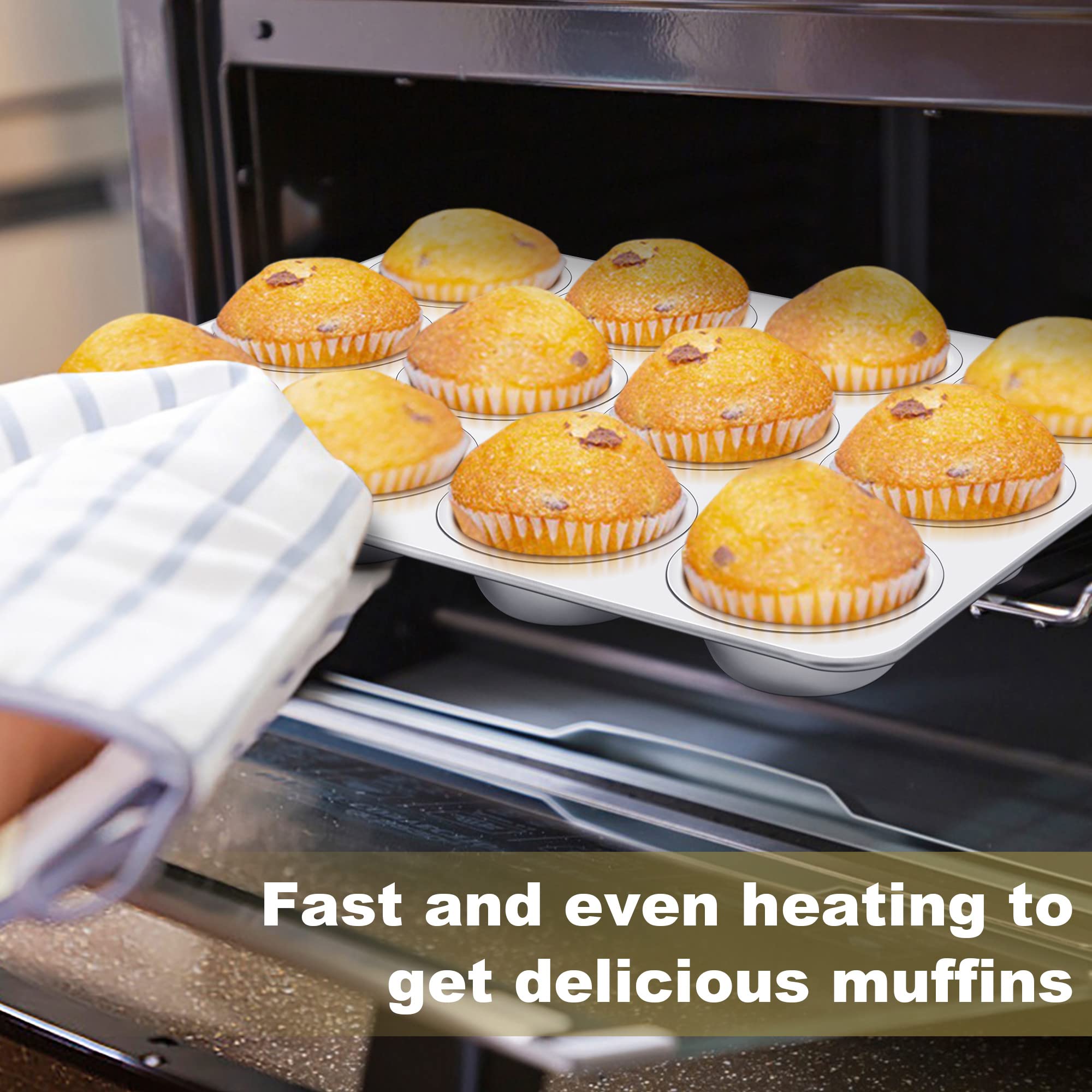 TeamFar batter-filled cups ready to bake for evenly rising muffins.
