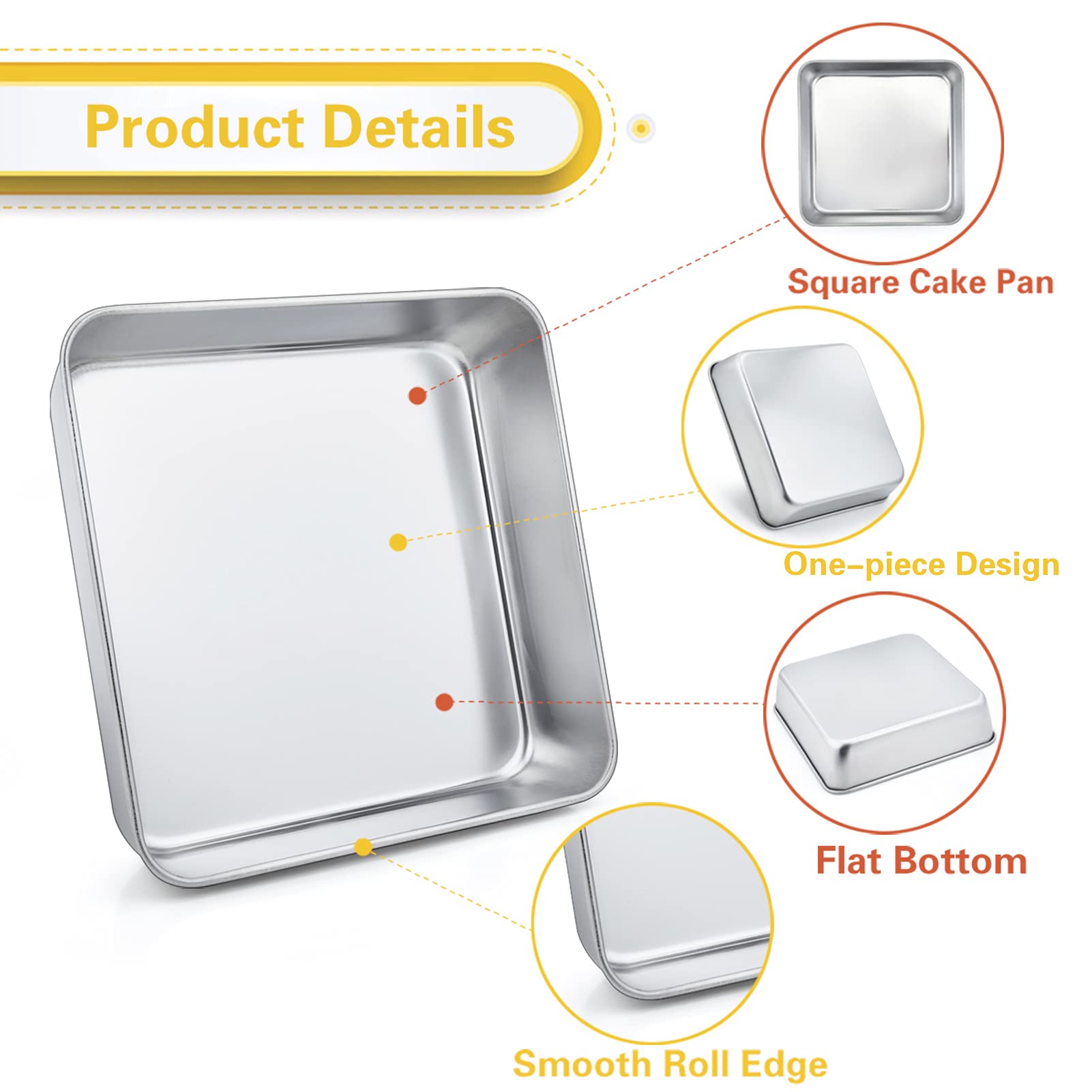 TeamFar square pan features a brushed surface for easy cleanup