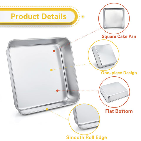 TeamFar square pan features a brushed surface for easy cleanup