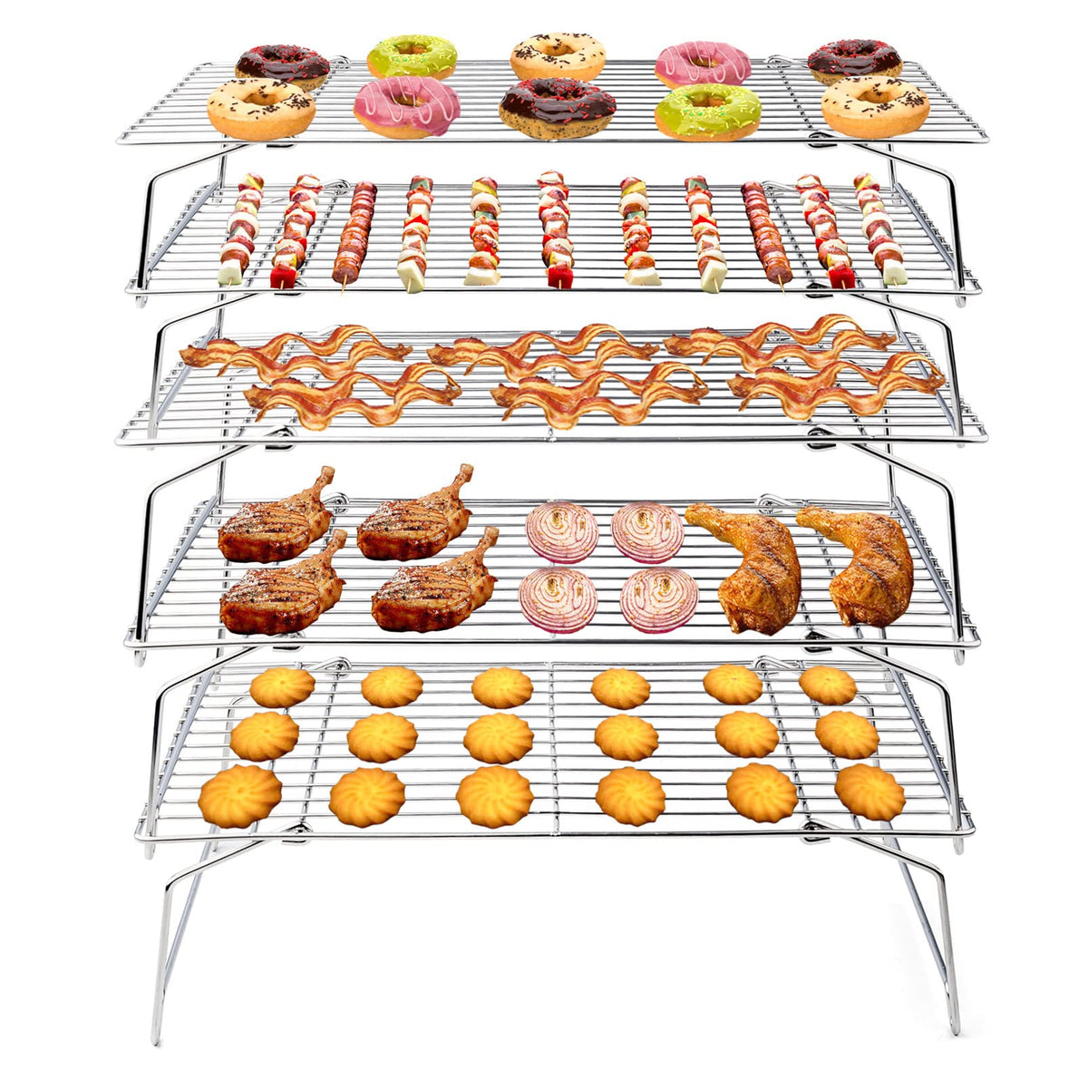 TeamFar cooling rack five-tier design with sturdy welded joints for stability.