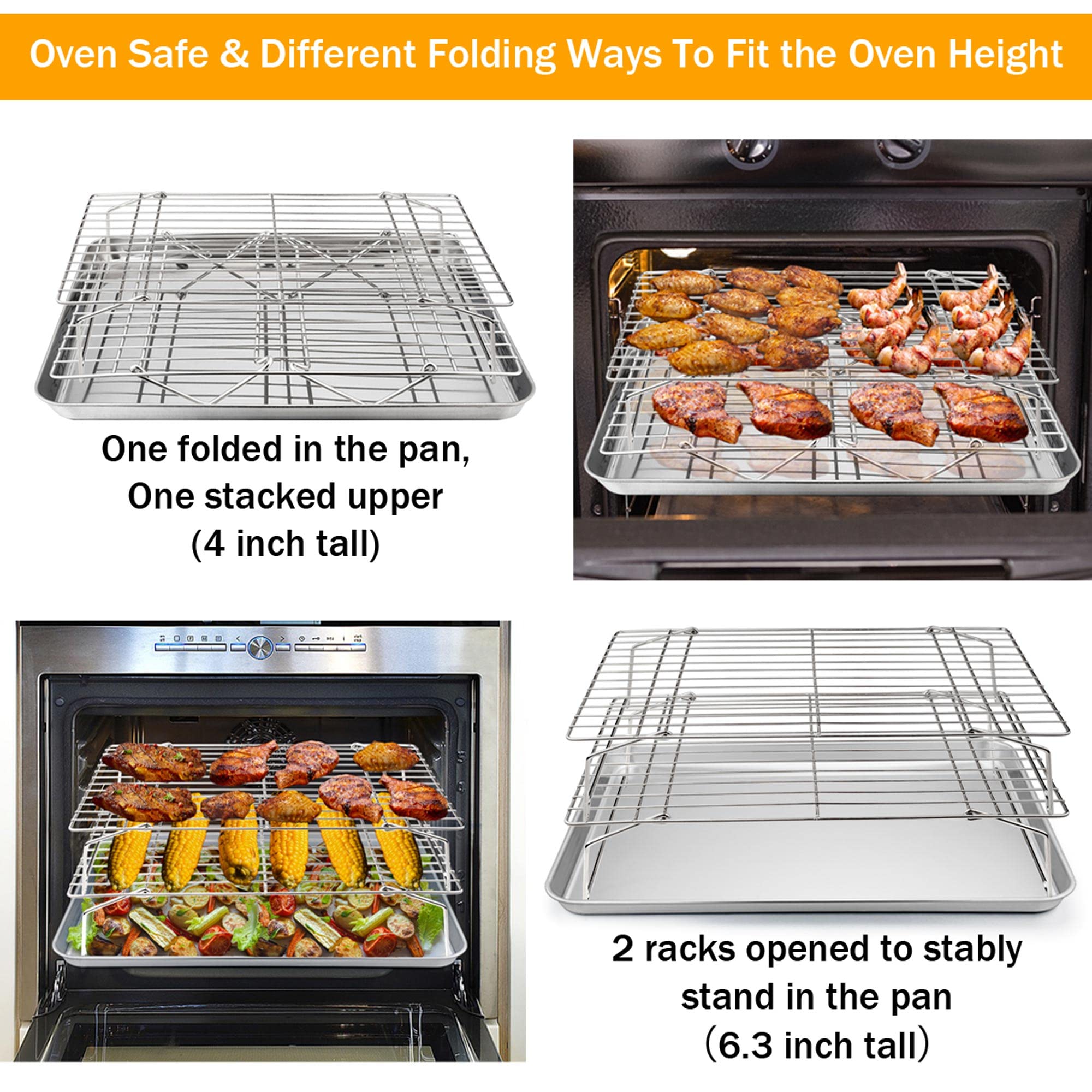 TeamFar cooling rack collapsible feet enable compact storage when not in use.