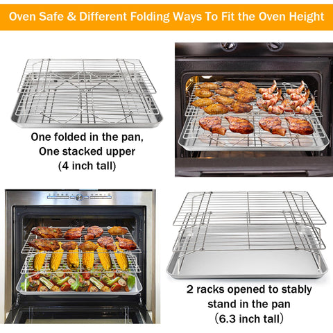 TeamFar cooling rack collapsible feet enable compact storage when not in use.