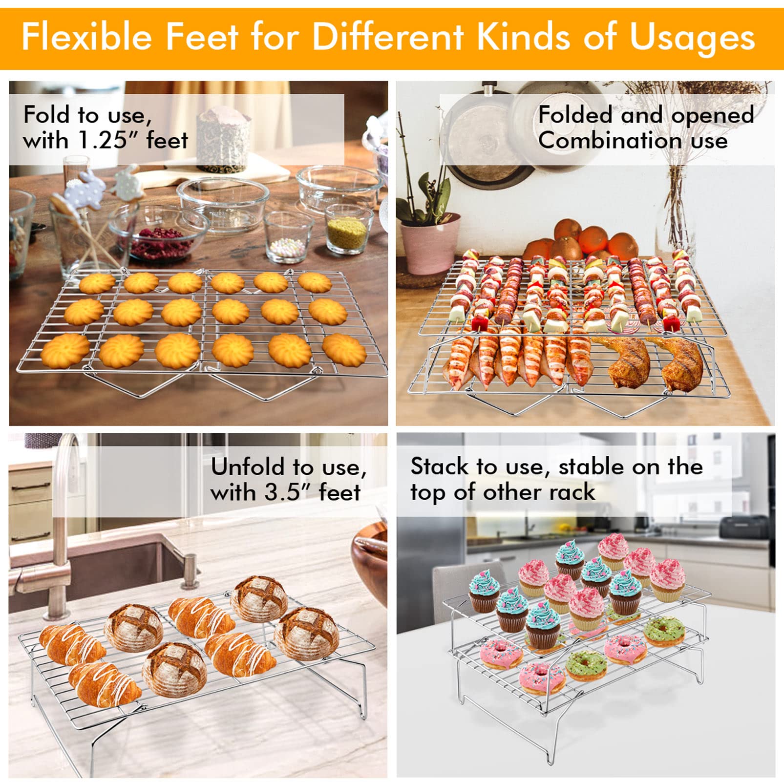 TeamFar cooling rack stackable design saves space in busy kitchens.