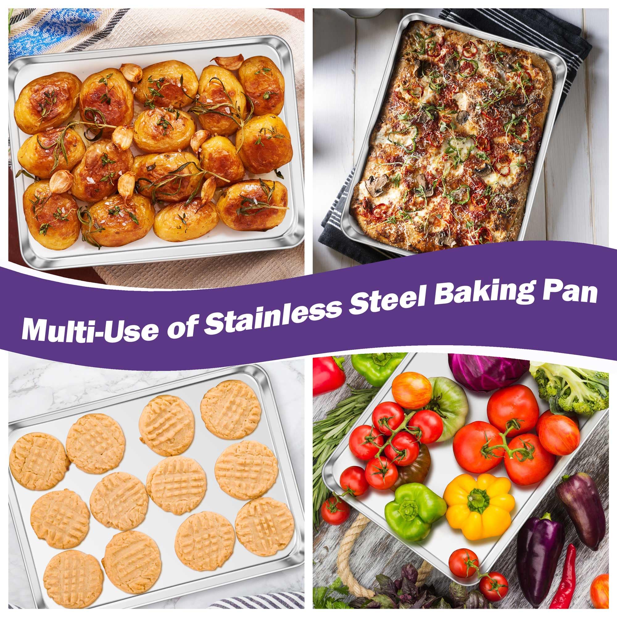 Deep rims prevent spills and keep the oven clean during cooking.