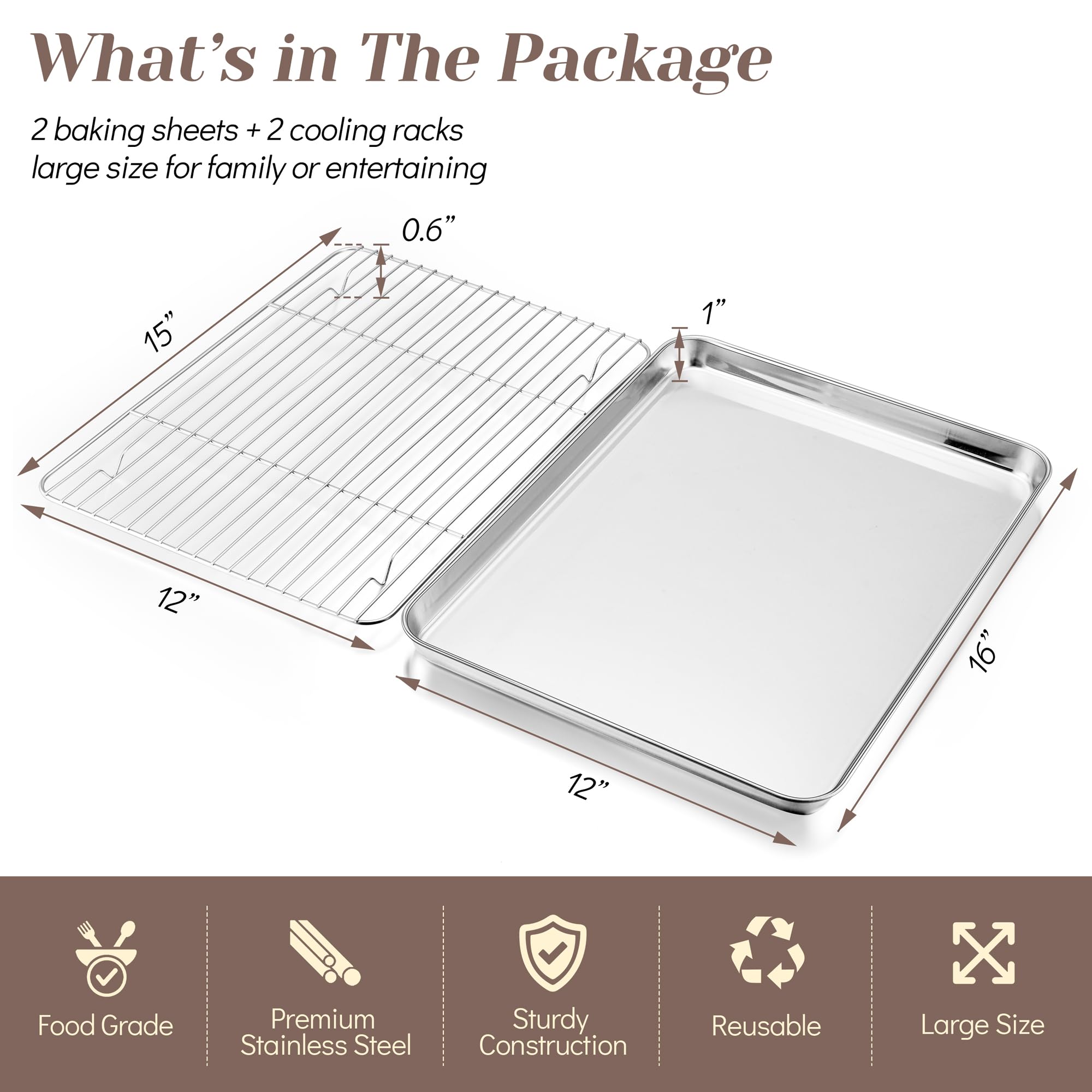 TeamFar deep-sided baking pan supports sauces and juicy roasts