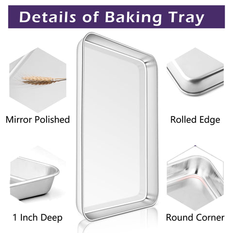 Two-pack dishwasher-safe pans ideal for quick oven roasting and reheating.