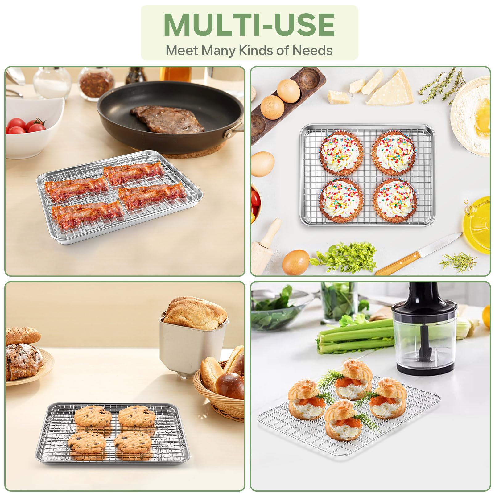 TeamFar dishwasher-safe pan and rack simplify cleanup after baking.