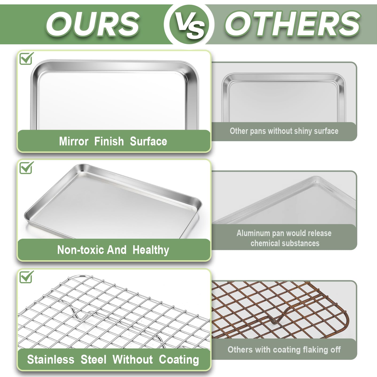 TeamFar sturdy stainless steel construction resists warping for daily use.