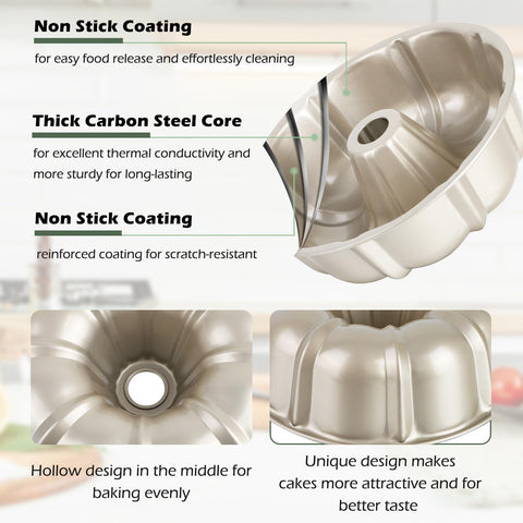 TeamFar fluted tube cake pan pumpkin design detail enhances decorative cakes.