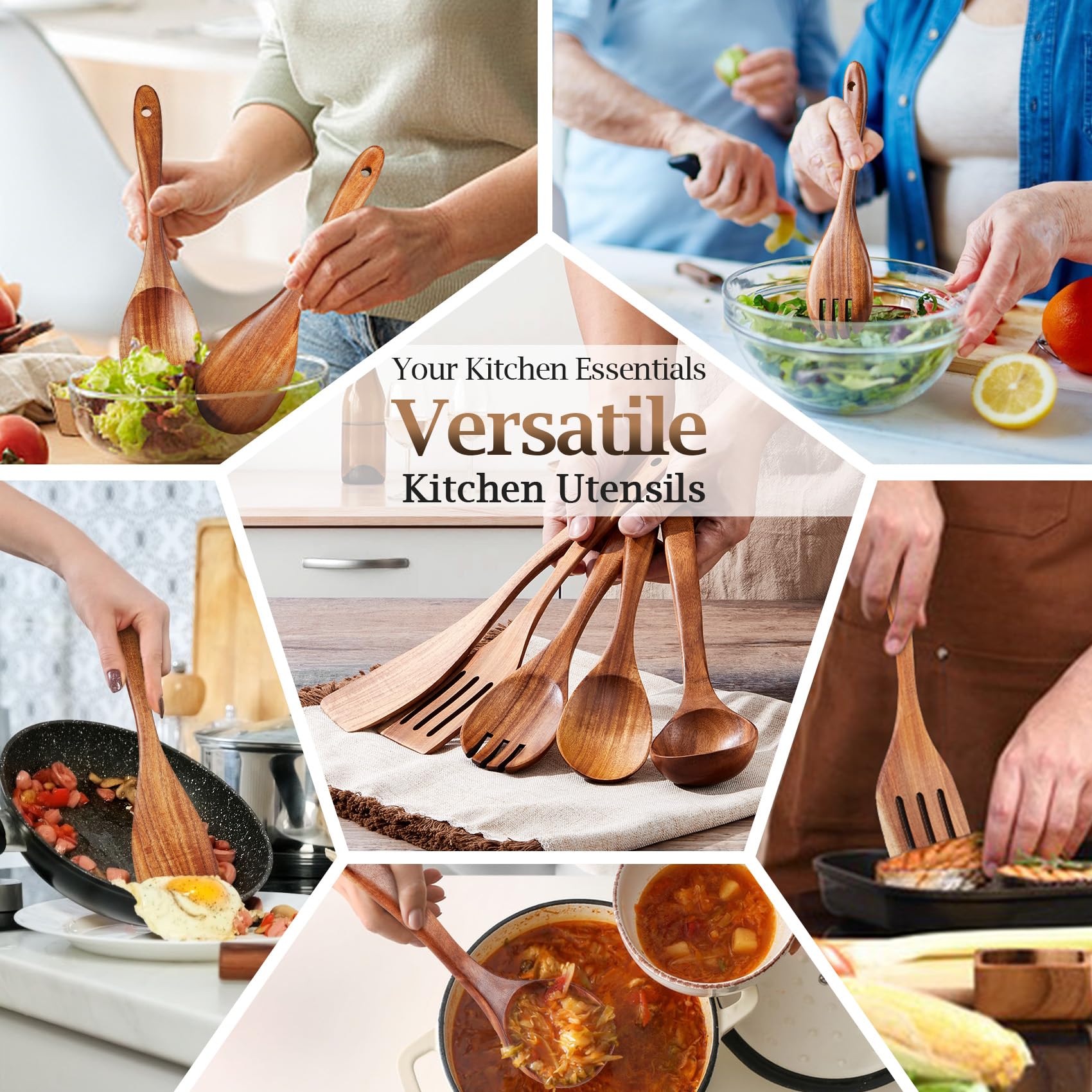 TeamFar utensils with hanging holes for convenient air-drying and storage.