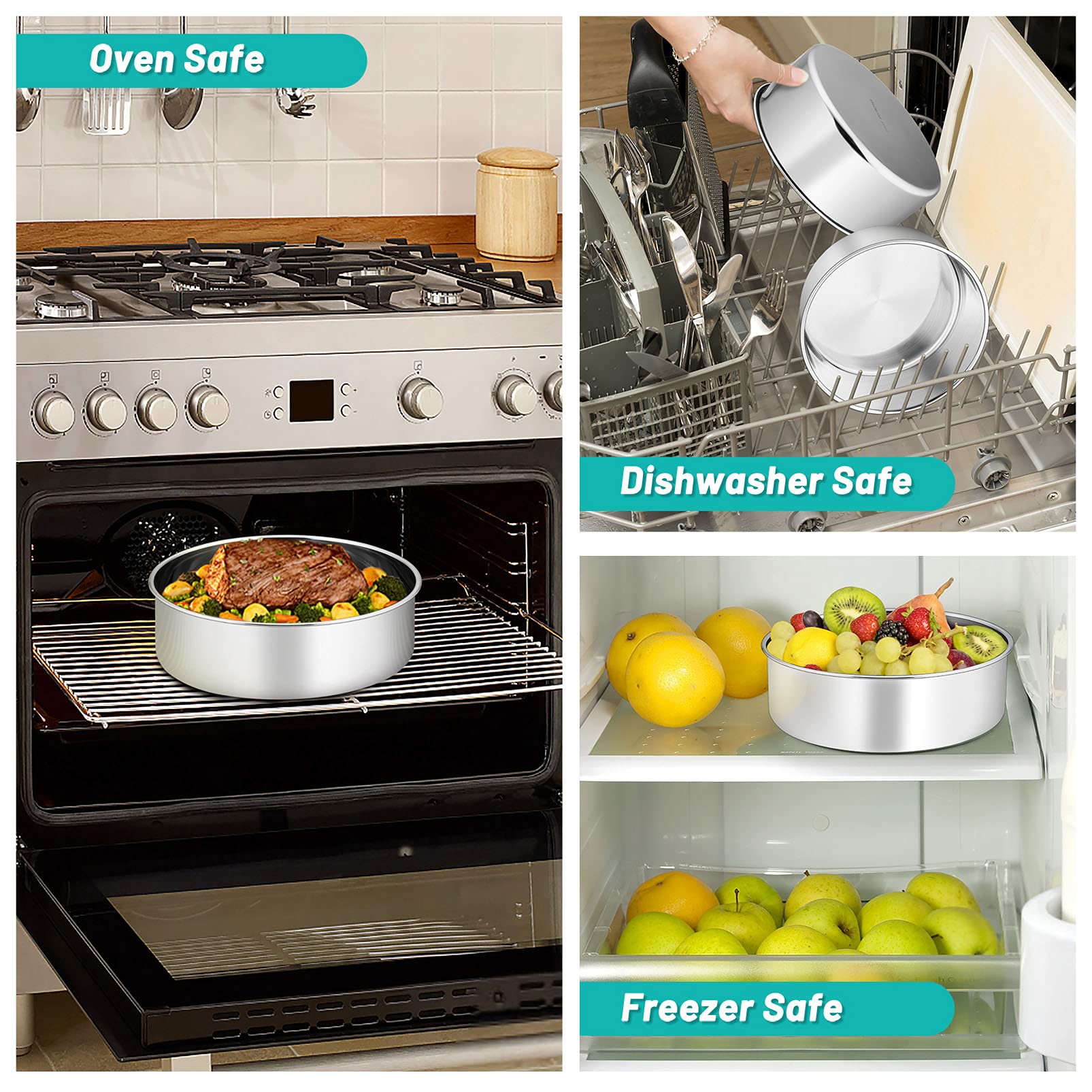 TeamFar sturdy heavy-gauge pan resists warping for lasting use.