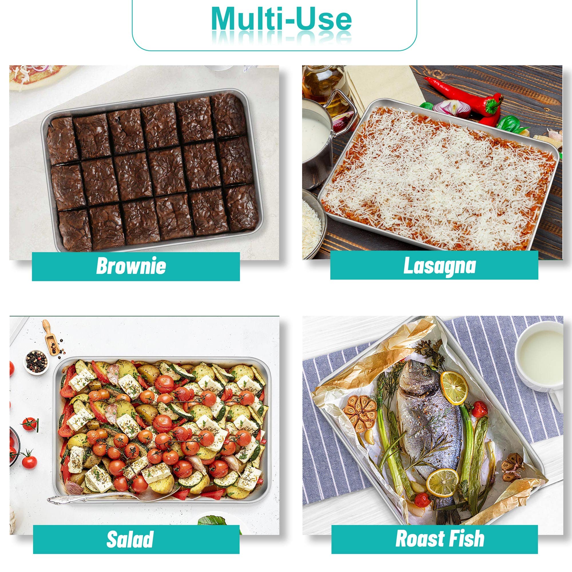 TeamFar lasagna pan is versatile for lasagna, brownies, casseroles, and cakes.