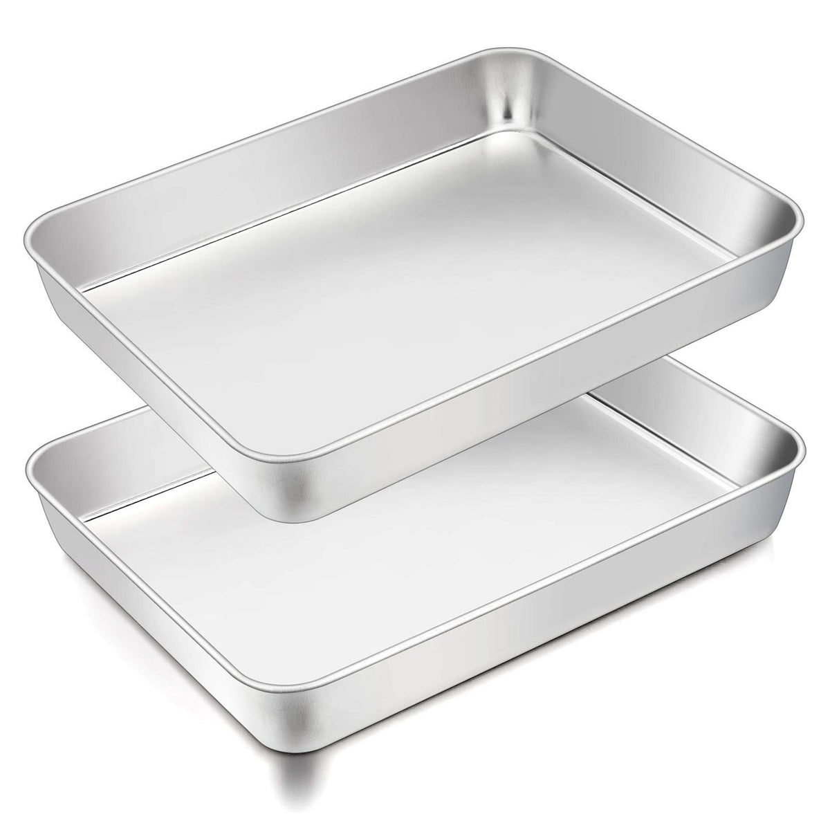 TeamFar lasagna pan set 2-pack in brushed stainless steel for versatile daily baking.